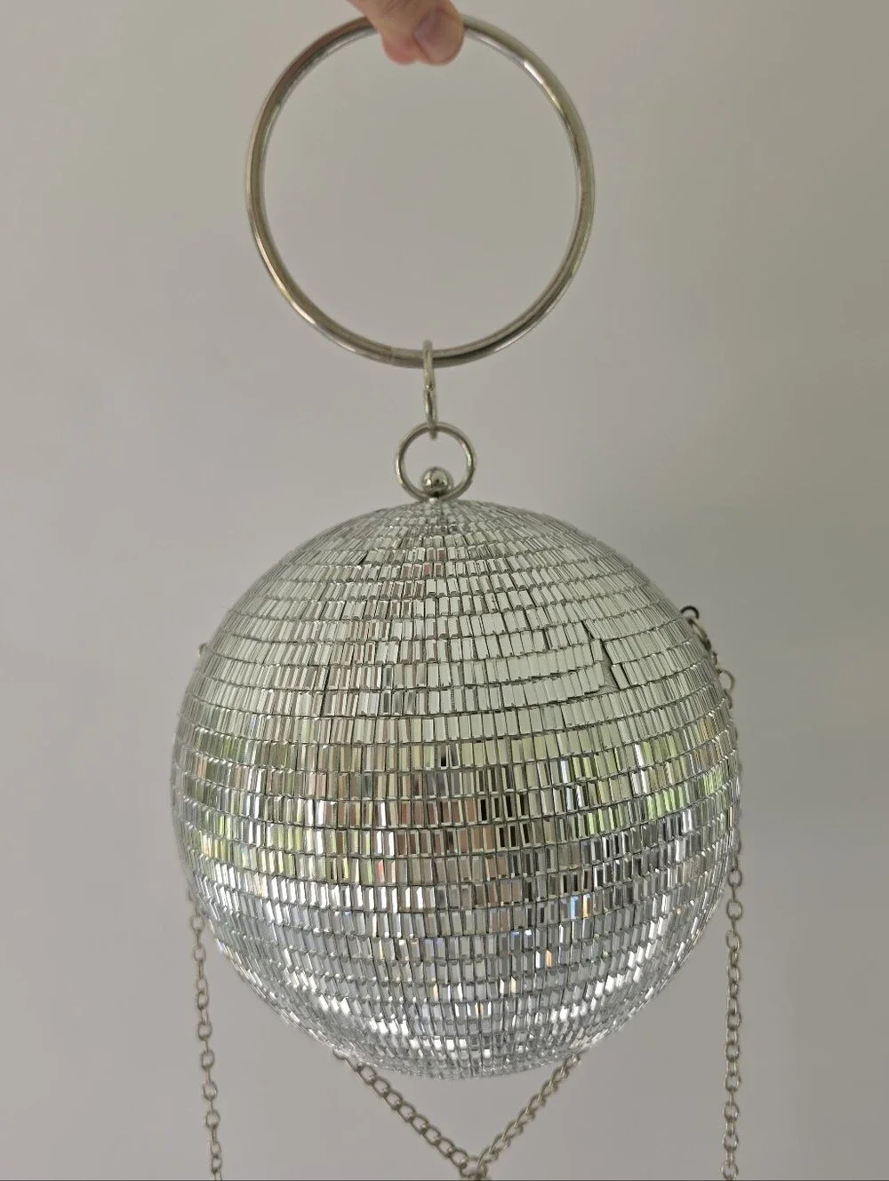Betsey Johnson - Dancing Queen - Silver Disco Ball Evening Bag with Chain